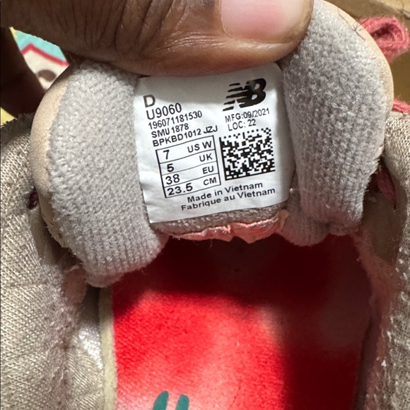 New Balance Women's Peach & Pink 9060 Suede Mesh Sneaker - Picture 5 of 7